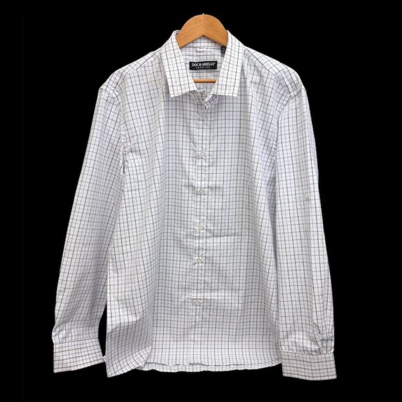 Doc Amelia Collar Shirt Mens White Blue Strip, XL Long Sleeve, Button Up NWOT - Picture 2 of 7